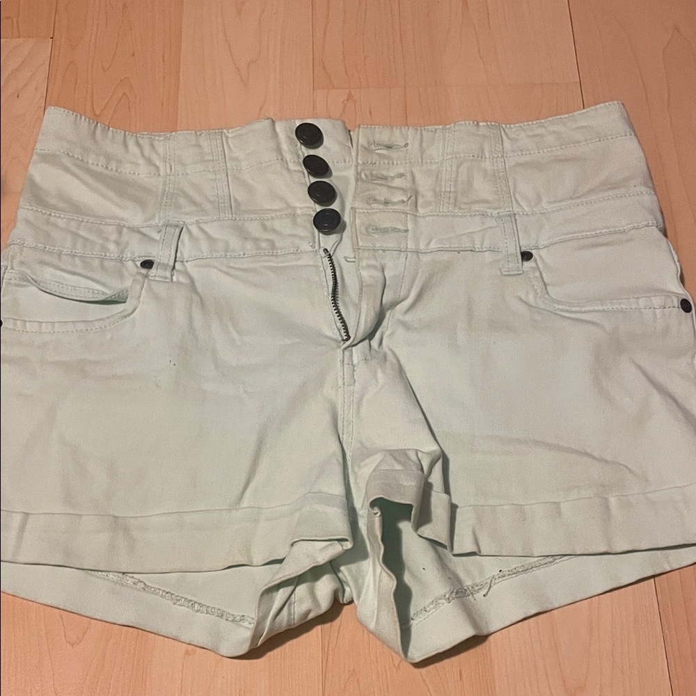 Bluenotes High-Waist Mint Green Button-Front Women's Shorts